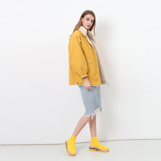 Damen Kuschelige und warme Outdoorjacke mit hohem Kragen EB
