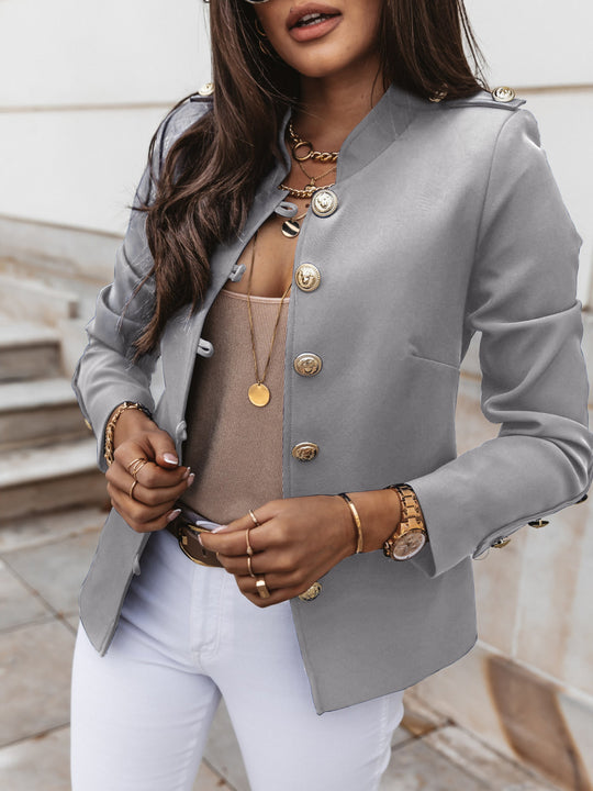 Damen elegante Blazerjacke mit goldenen Knöpfen und hochwertigen Details EB