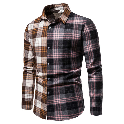 Herren Langarmhemd im kreativen Patchwork-Design EB