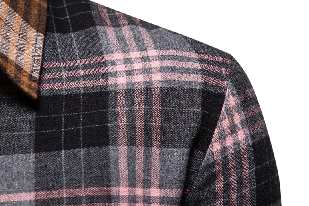 Herren Langarmhemd im kreativen Patchwork-Design EB