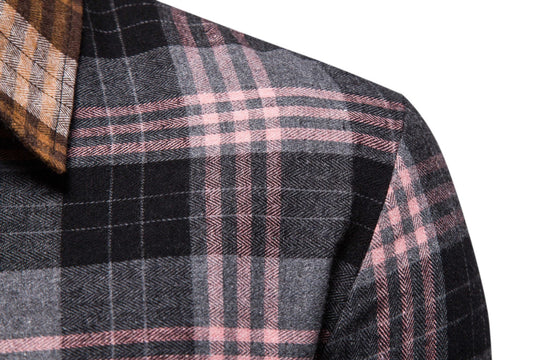 Herren Langarmhemd im kreativen Patchwork-Design EB