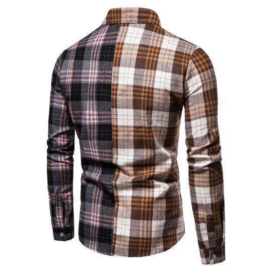 Herren Langarmhemd im kreativen Patchwork-Design EB