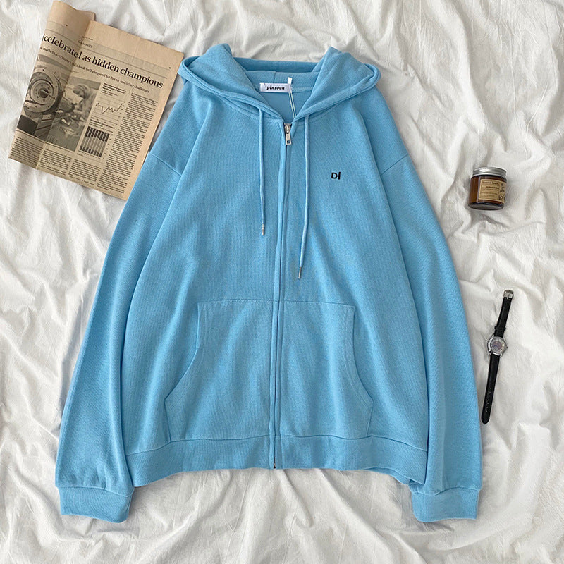 Damen lässiger Kapuzenpullover mit durchgehendem Reißverschluss und praktischen Eingrifftaschen EB