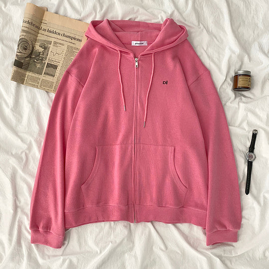 Damen lässiger Kapuzenpullover mit durchgehendem Reißverschluss und praktischen Eingrifftaschen EB