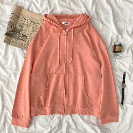 Damen lässiger Kapuzenpullover mit durchgehendem Reißverschluss und praktischen Eingrifftaschen EB