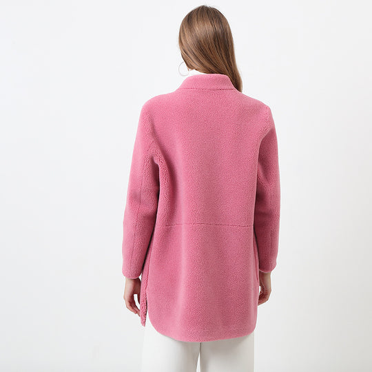 Damen Flauschige Fleecejacke mit elegantem Schnitt und praktischen Taschen EB
