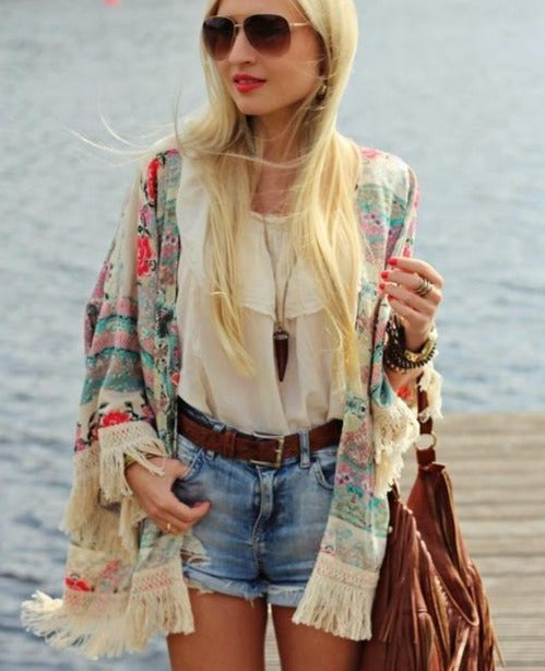 EB | Lockere Strickjacke mit Blumenmuster