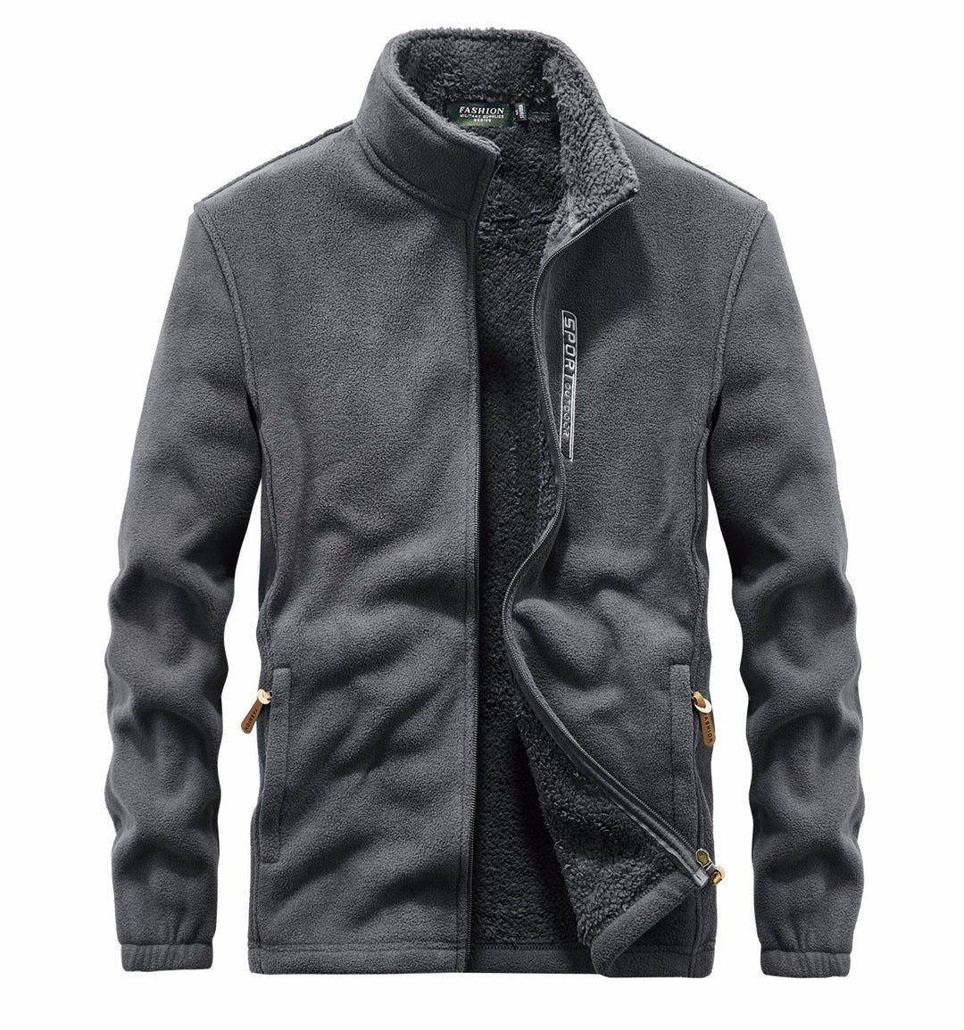 Herren Fleecejacke mit Sherpa Innenfutter, Stehkragen und Zweiwege-Reißverschluss EB