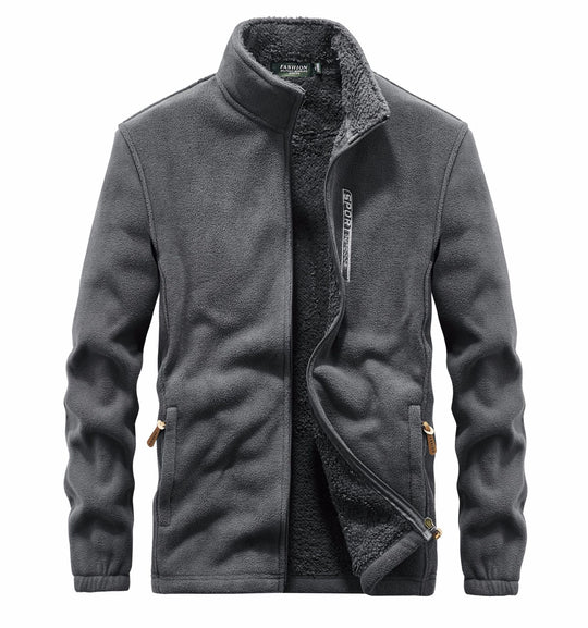 Herren Fleecejacke mit Sherpa Innenfutter, Stehkragen und Zweiwege-Reißverschluss EB