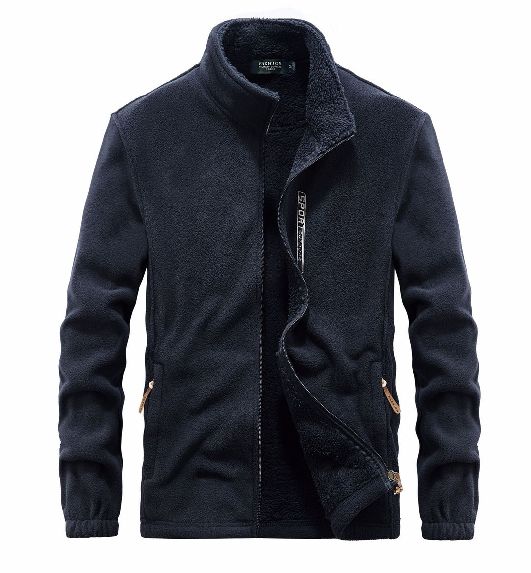 Herren Fleecejacke mit Sherpa Innenfutter, Stehkragen und Zweiwege-Reißverschluss EB