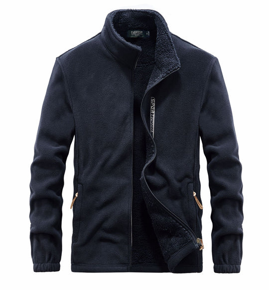 Herren Fleecejacke mit Sherpa Innenfutter, Stehkragen und Zweiwege-Reißverschluss EB