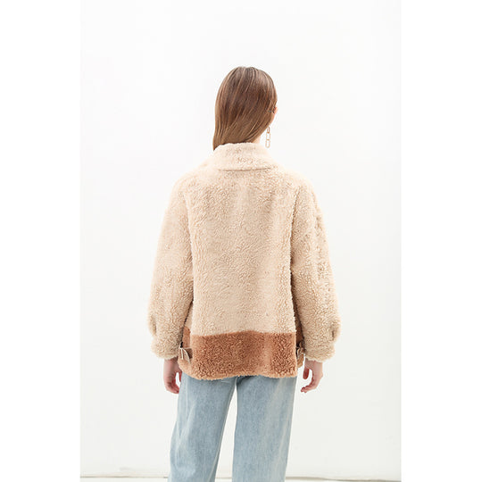 Damen kuschelige Oversize-Jacke mit dekorativen Taschen EB