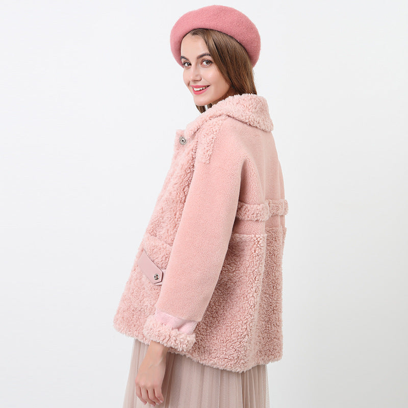 Damen Kuschliger Teddyjacke mit abnehmbaren Bindegürtel EB