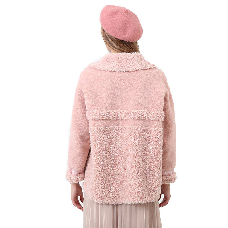 Damen Kuschliger Teddyjacke mit abnehmbaren Bindegürtel EB