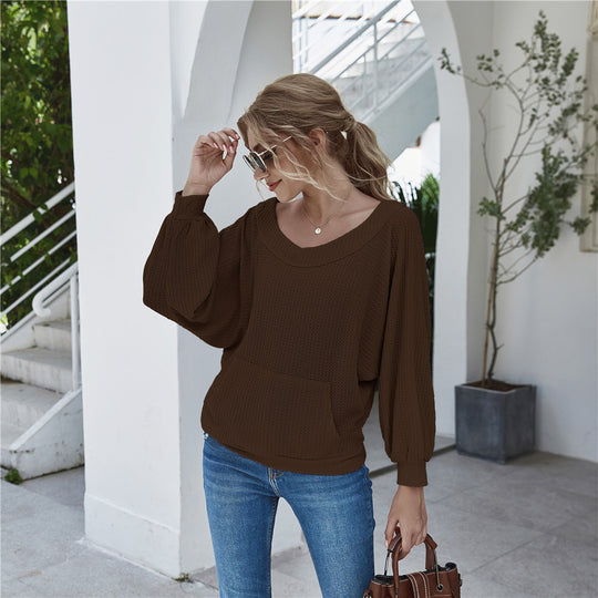 Damen lässiger Pullover mit oversized Schnitt und Taschen EB