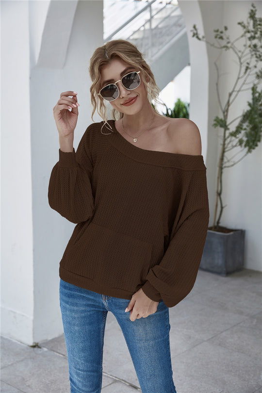 Damen lässiger Pullover mit oversized Schnitt und Taschen EB