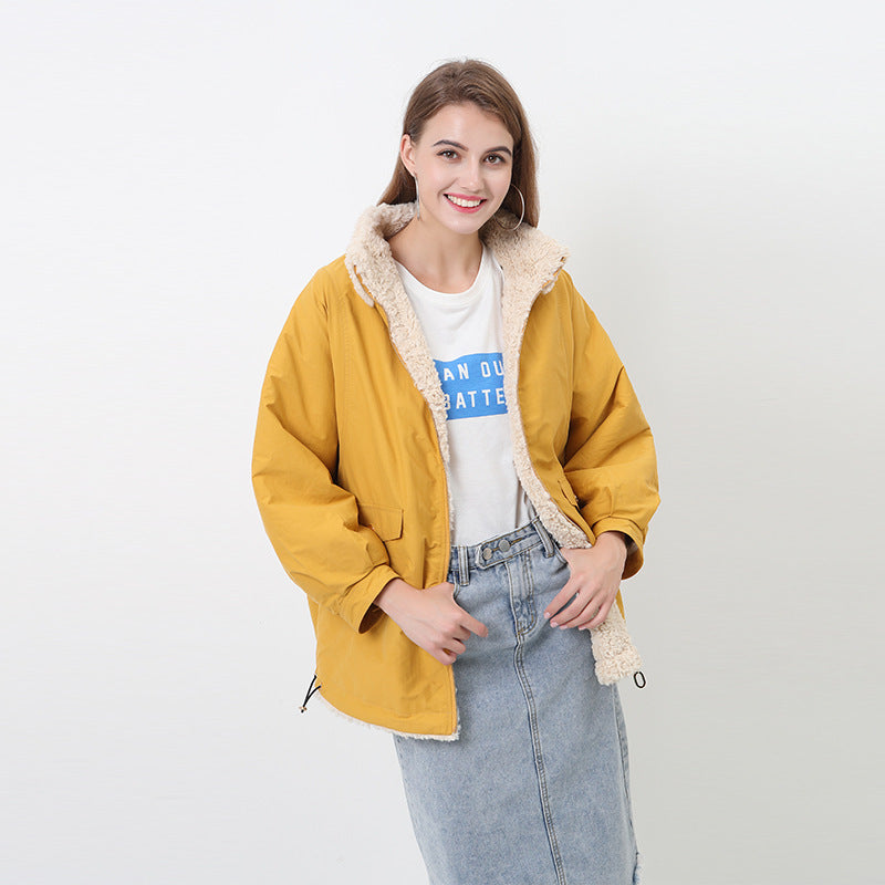 Damen Kuschelige und warme Outdoorjacke mit hohem Kragen EB