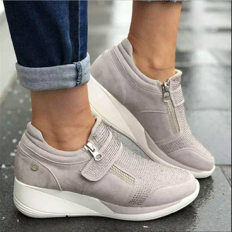 Damen sportliche High-Top Sneaker mit modischem Reißverschluss EB