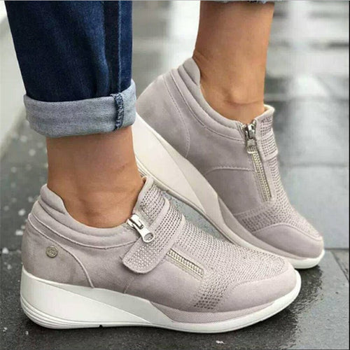 Damen sportliche High-Top Sneaker mit modischem Reißverschluss EB