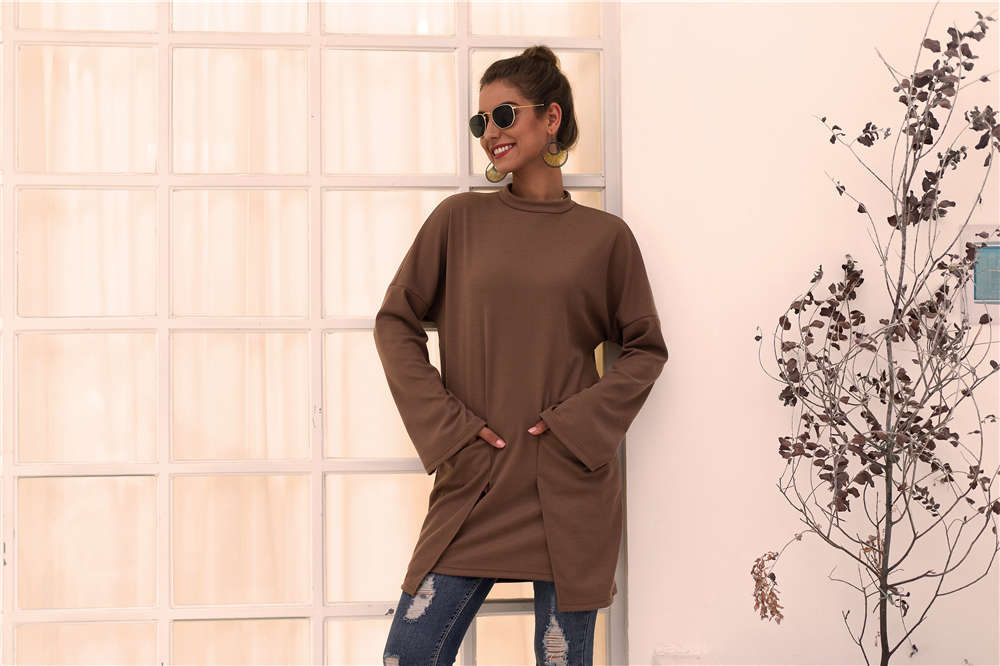 Damen Longpullover mit außerge-wöhnlichem Schnitt und Taschen EB