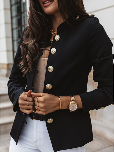 Damen elegante Blazerjacke mit goldenen Knöpfen und hochwertigen Details EB