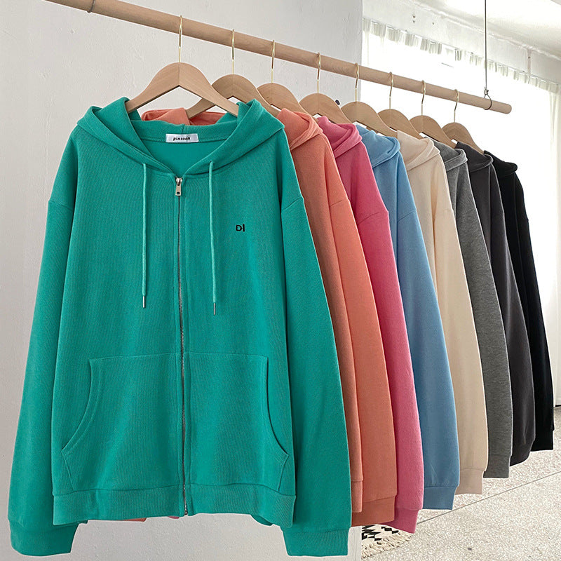 Damen lässiger Kapuzenpullover mit durchgehendem Reißverschluss und praktischen Eingrifftaschen EB