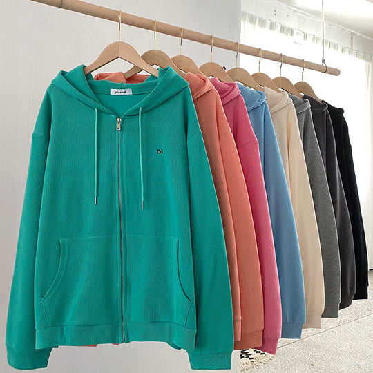 Damen lässiger Kapuzenpullover mit durchgehendem Reißverschluss und praktischen Eingrifftaschen EB