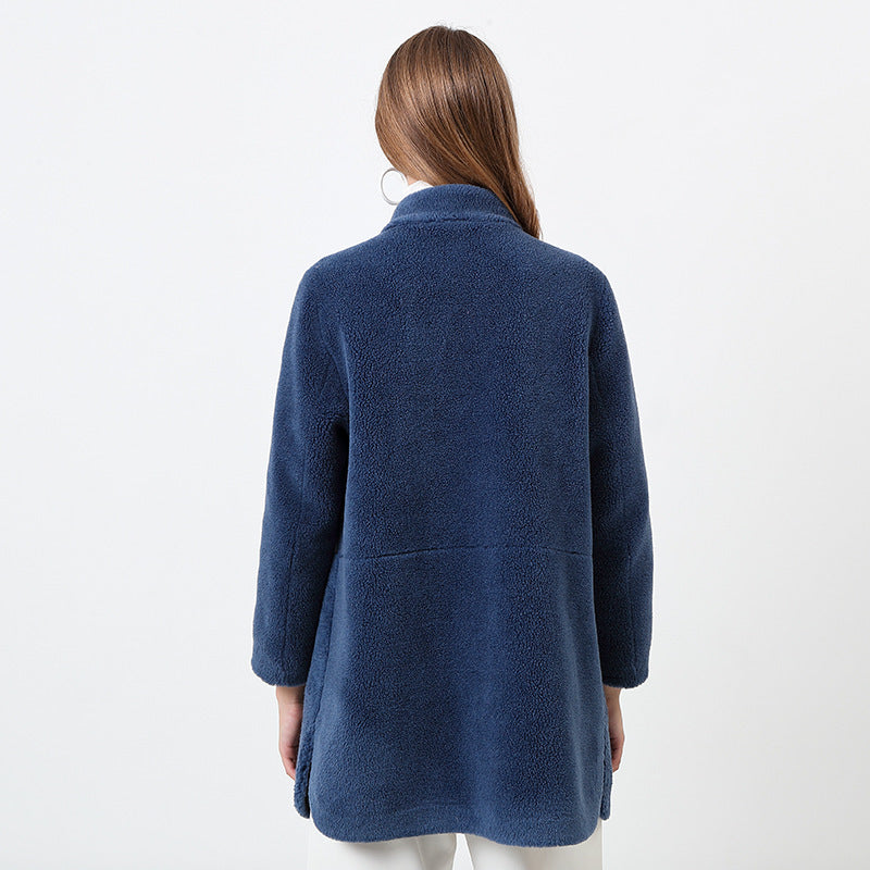Damen Flauschige Fleecejacke mit elegantem Schnitt und praktischen Taschen EB