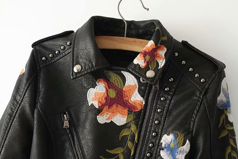 EB | Bestickte Verziert Veganlederjacke