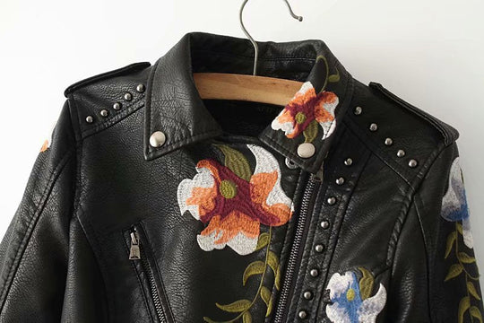 EB | Bestickte Verziert Veganlederjacke