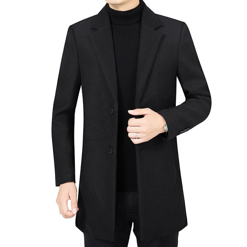 Herren Eleganter taillierter Wollmix-Mantel mit Notch-Revers und Zweiknopfverschluss EB