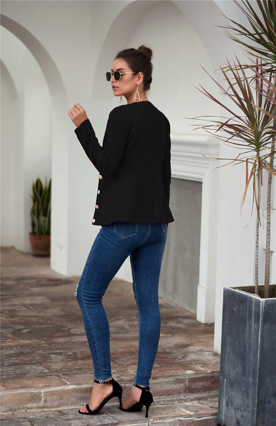 Damen modischer Blazer mit strukturiertem Stoff und besonderen Knopfdetails EB
