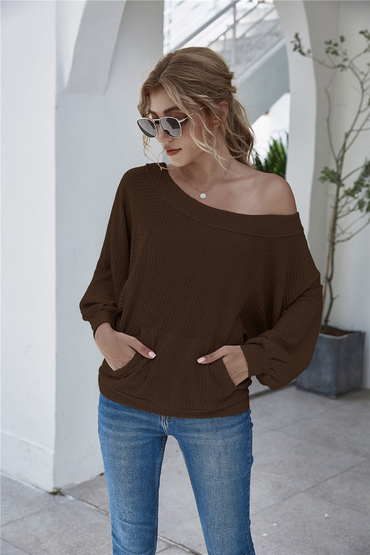 Damen lässiger Pullover mit oversized Schnitt und Taschen EB
