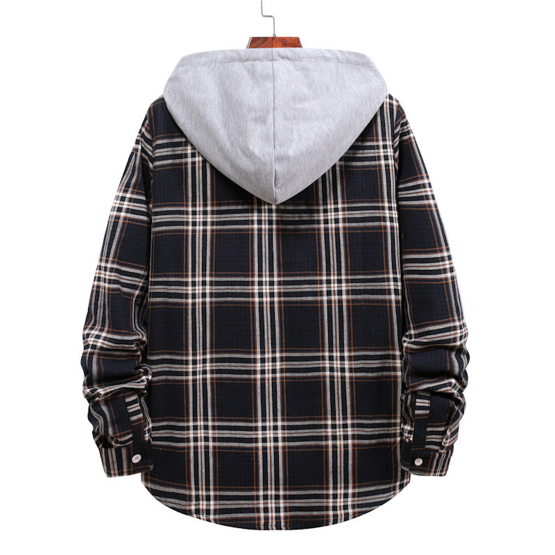 Herren Übergangsjacke mit integrierter Kapuze und Karomuster EB