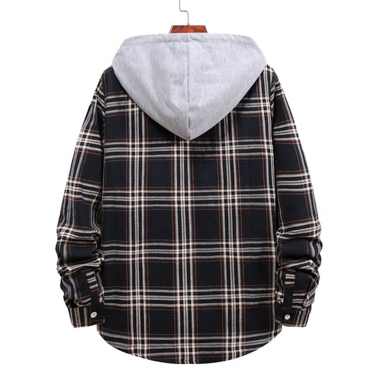 Herren Übergangsjacke mit integrierter Kapuze und Karomuster EB