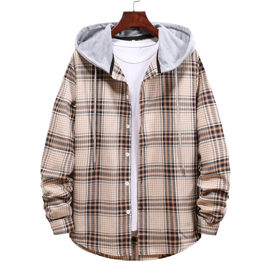 Herren Übergangsjacke mit integrierter Kapuze und Karomuster EB