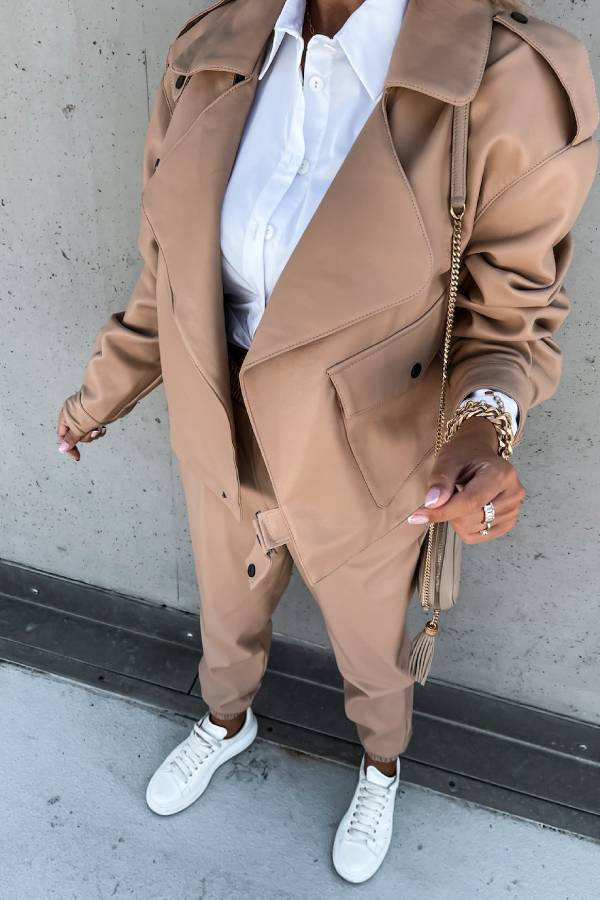 EB | Leder Revers Taschen Britischer Stil Kurzjacke