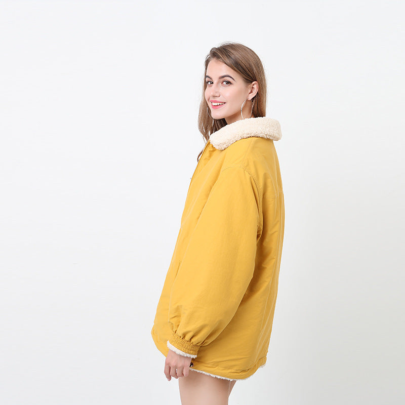 Damen Gemütliche Oversized-Jacke mit Kapuze und Teddy-Futter EB