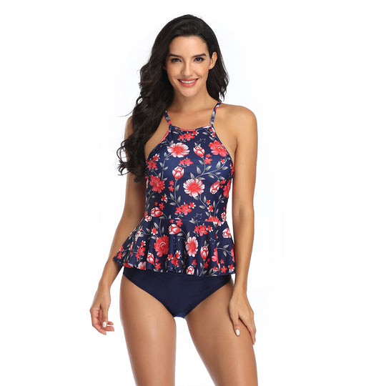 Damen Tankini-Set mit leicht ausgestelltem Oberteil und bequemen Höschen EB