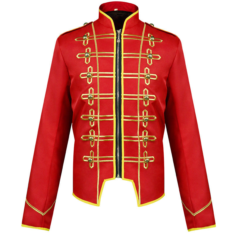 Herren nan Hussaren-Uniformjacke im Parade-Stil mit Stehkragen Zierkordeln und verdecktem Reißverschluss Eb