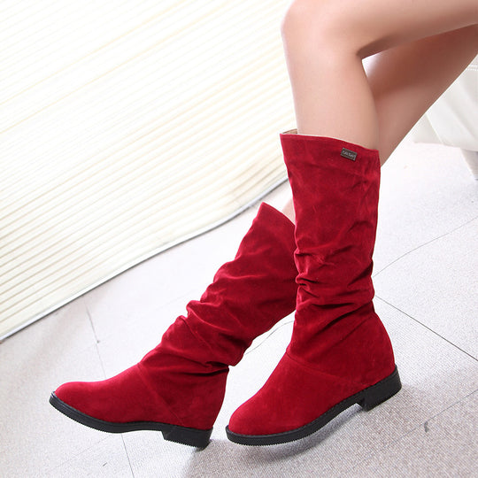 Damen Elegante und gemütliche Stiefel aus weichem Veloursleder EB