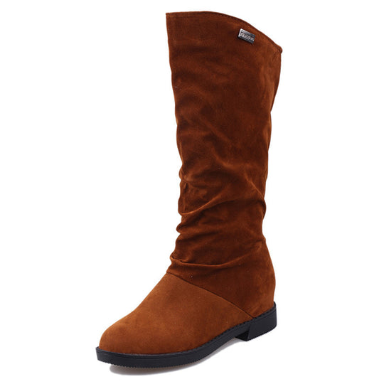 Damen Elegante und gemütliche Stiefel aus weichem Veloursleder EB