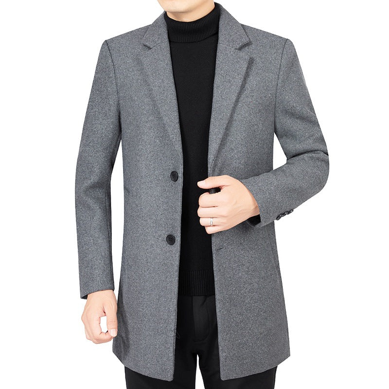 Herren Eleganter taillierter Wollmix-Mantel mit Notch-Revers und Zweiknopfverschluss EB