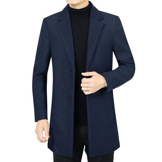 Herren Eleganter taillierter Wollmix-Mantel mit Notch-Revers und Zweiknopfverschluss EB