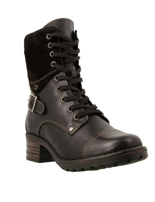 Damen nan knöchelhohe Schnürstiefel mit Velourskragen, dekorativer Schnalle und dämpfender Profilsohle EB