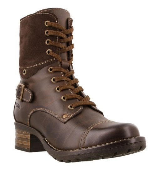Damen nan knöchelhohe Schnürstiefel mit Velourskragen, dekorativer Schnalle und dämpfender Profilsohle EB
