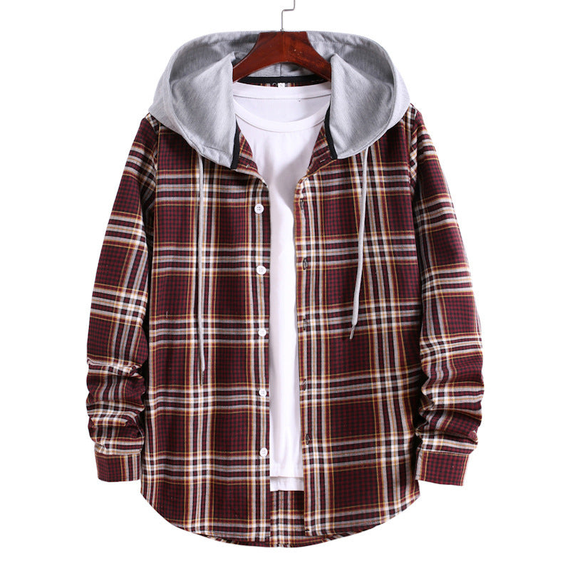 Herren Übergangsjacke mit integrierter Kapuze und Karomuster EB