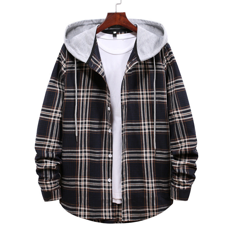 Herren Übergangsjacke mit integrierter Kapuze und Karomuster EB