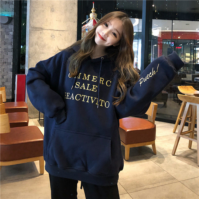 Damen Hoodies mit großem Logo und praktischer Kängurutaschen Design EB