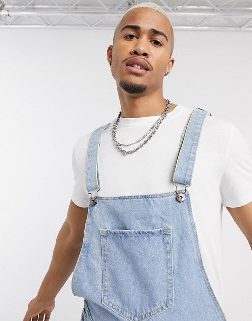 Herren Denim-Latzhose mit lässigen Destroyed-Details EB